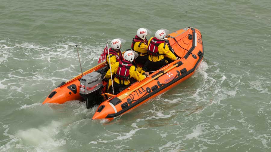 RNLI lifeboat and crew on the water