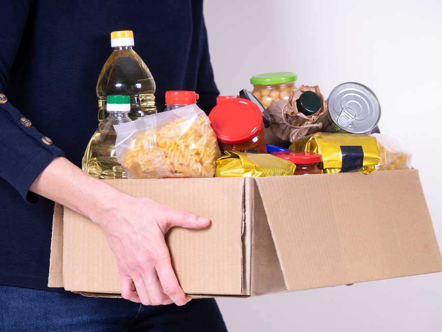 A box of donated food
