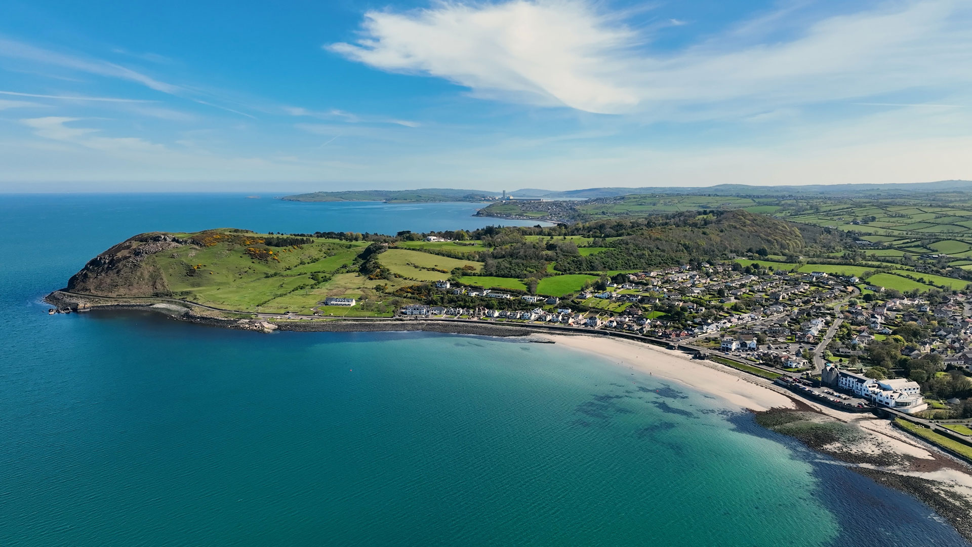 Aerial view of Ballygally in Northern Ireland