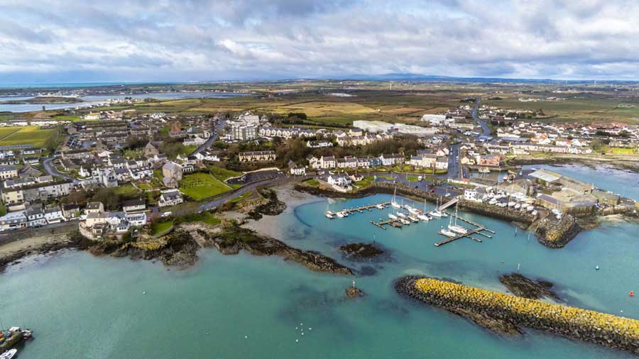 View of Ardglass harbour and village in Northern Ireland