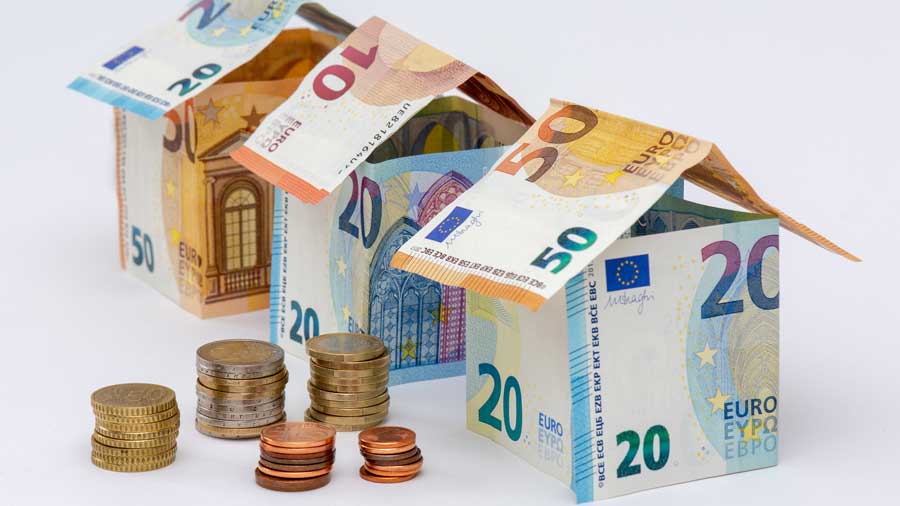 Houses made up of Euro banknotes