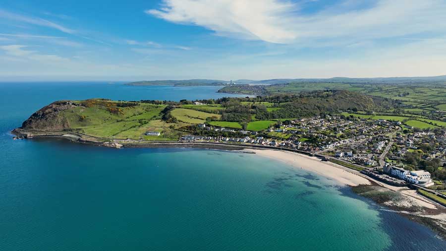 Aerial view of Ballygally in Northern Ireland