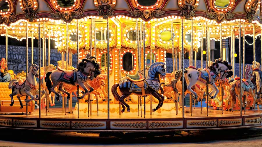 A funfair carousel
