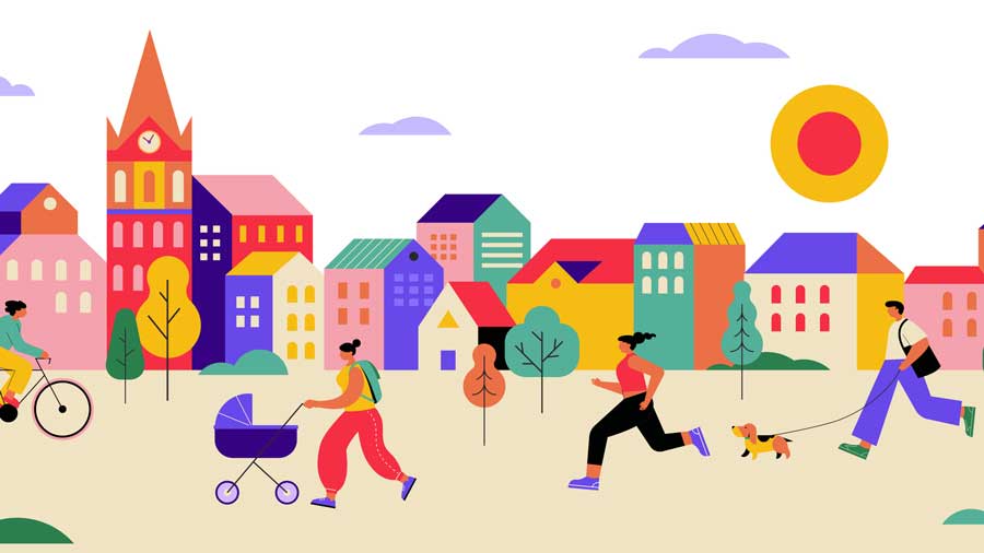 Illustration of people enjoying their urban environment