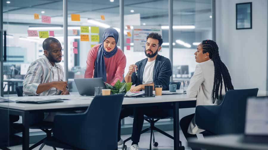 Diverse group of colleagues in a meeting