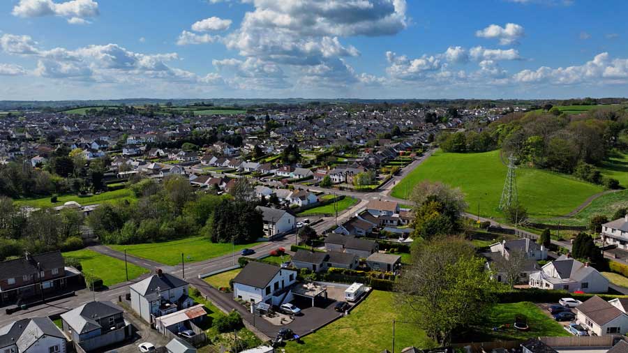 Aerial view of Ballygally, Northern Ireland