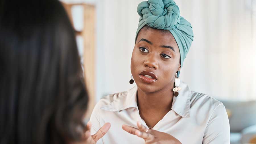 Two women sharing ideas