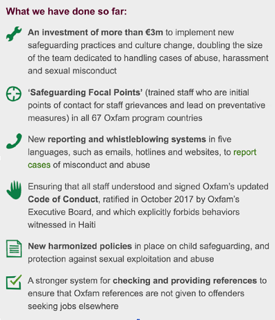 Oxfam safeguarding update 2019