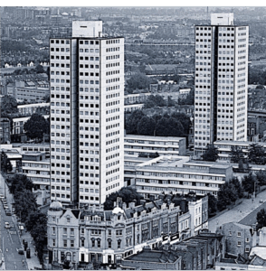 Elgin Estate 1960s tower-blocks black and white image