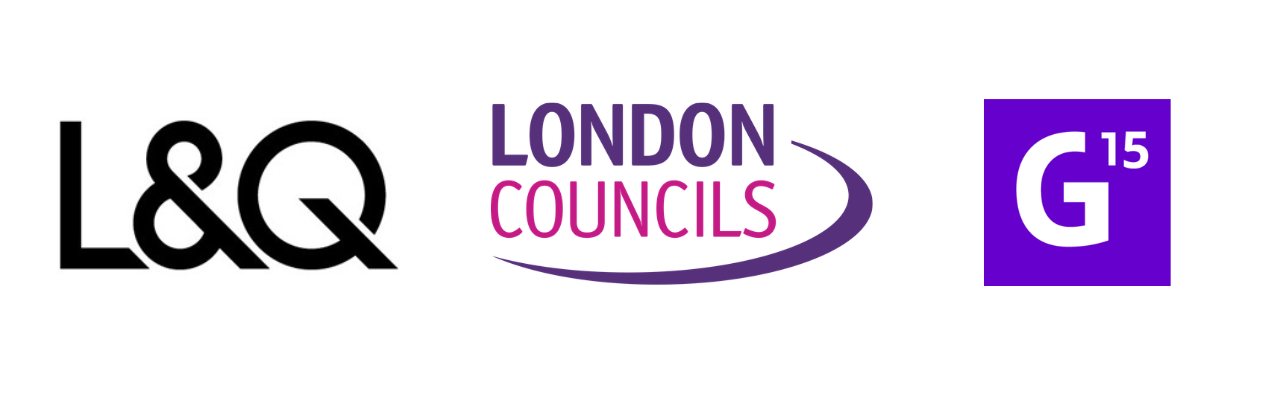 Logos for L&Q, London Council and G15